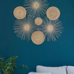 Woven Bamboo Wall Decor Set - Rattan Sunburst Hanging Art - thumbnail 3