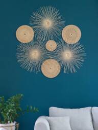 Woven Bamboo Wall Decor Set - Rattan Sunburst Hanging Art