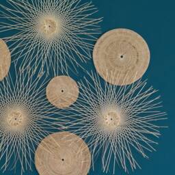 Woven Bamboo Wall Decor Set - Rattan Sunburst Hanging Art - thumbnail 2