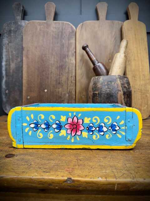 Blue Wooden Painted Brick Mould/Decorative Herb Planter Storage Box Tray B - image 1