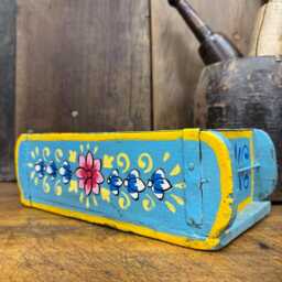Blue Wooden Painted Brick Mould/Decorative Herb Planter Storage Box Tray B - thumbnail 2