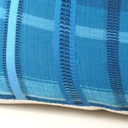 Indigo Striped Pillow Cover Hand Woven Japanese Silk Obi, Eclectic Decor - thumbnail 3