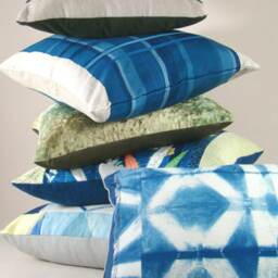 Indigo Striped Pillow Cover Hand Woven Japanese Silk Obi, Eclectic Decor - thumbnail 4