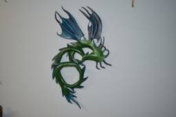 Leather Blue/Green Dragon Wall Hanging Or Costume Piece 12 Inch Length - 3D Art These Available Now