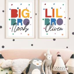 2 Brother Prints, Rainbow Wall Art, Lil Bro Print, Big Sibling Boys Nursery Bedroom Playroom Prints - thumbnail 4