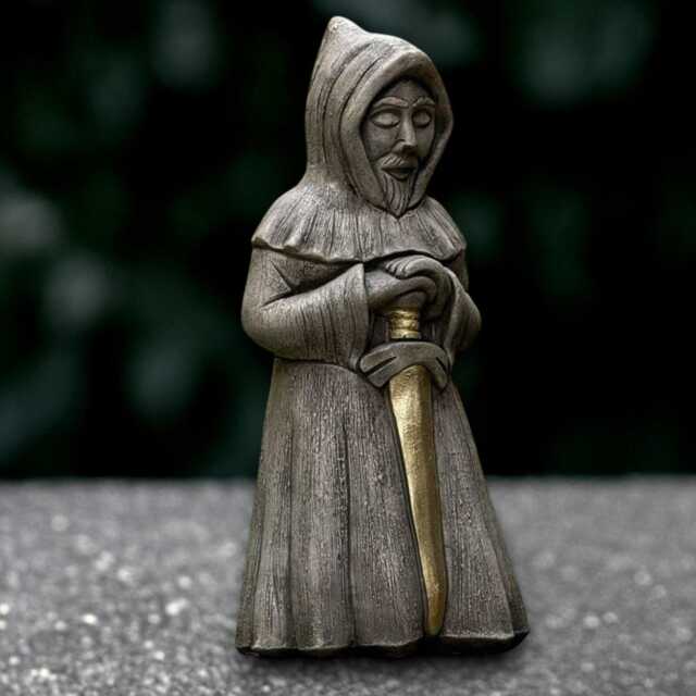 Concrete Hooded Monk Warrior Statue Medieval Sword Guardian Sculpture Stone Figurine Handmade Garden & Home Decoration Lover Gift - image 1