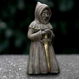 Concrete Hooded Monk Warrior Statue Medieval Sword Guardian Sculpture Stone Figurine Handmade Garden & Home Decoration Lover Gift