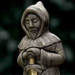 Concrete Hooded Monk Warrior Statue Medieval Sword Guardian Sculpture Stone Figurine Handmade Garden & Home Decoration Lover Gift - thumbnail 3