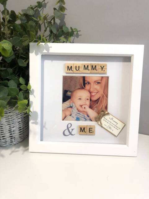 Personalised Mummy, Daddy, Nana, Grandad, Aunty, Uncle & Me - Scrabble Gift Frame Photo Home Decor Family Gift Any Wording - image 1
