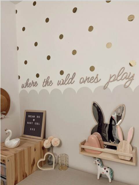 Children's Room Decoration - Wall Quotes Where The Wild Ones Play Wording Nursery Decor Boho- Scandi Playroom Accessories Wooden