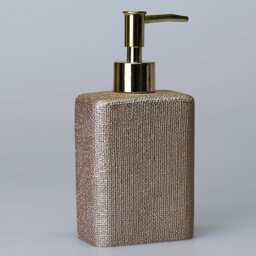 Linen Bathroom Set in Taupe Color/Soap Dispenser, Toothbrush Holders - thumbnail 2