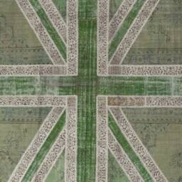 Green Union Jack Rug Patchwork British Flag Design - thumbnail 3
