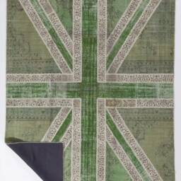 Green Union Jack Rug Patchwork British Flag Design - thumbnail 2