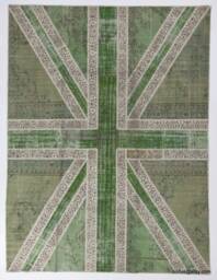 Green Union Jack Rug Patchwork British Flag Design - thumbnail 1
