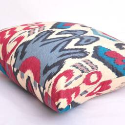 Handmade Silk Cotton Ikat Pillow Cover, Accent Cushion - 20x20 - thumbnail 2