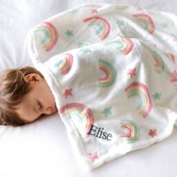 Personalised Soft Rainbow Baby Blanket - thumbnail 2