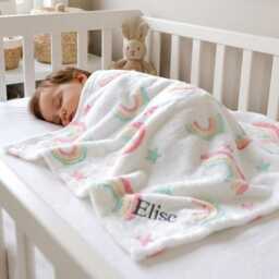 Personalised Soft Rainbow Baby Blanket - thumbnail 1