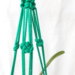 Green Macrame Plant Hanger 28 Inches 3mm - Strong Hanging Planter Wall Hanging Planter Patterns Macrame Pot Hanger - thumbnail 3