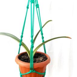 Green Macrame Plant Hanger 28 Inches 3mm - Strong Hanging Planter Wall Hanging Planter Patterns Macrame Pot Hanger - thumbnail 2
