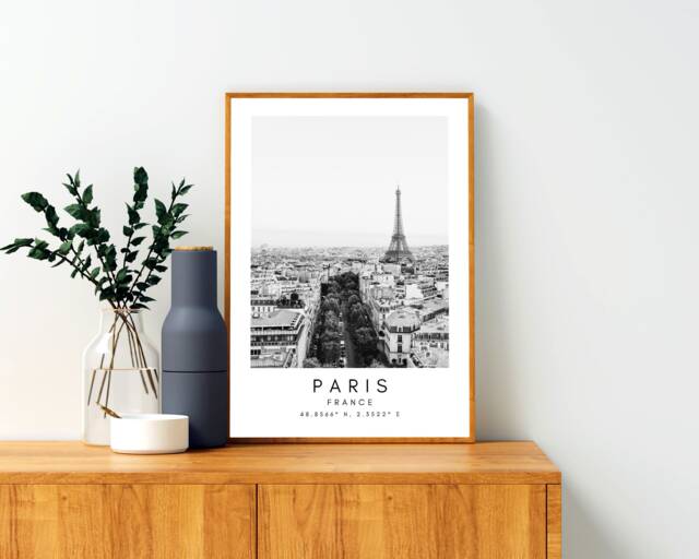 Paris Eiffel Tower Print Black & White Photography, France Wall Art - image 1