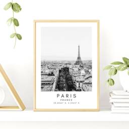 Paris Eiffel Tower Print Black & White Photography, France Wall Art - thumbnail 2