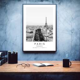 Paris Eiffel Tower Print Black & White Photography, France Wall Art - thumbnail 3