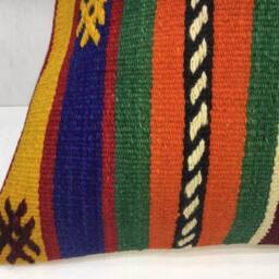 Vintage Kilim Pillow Cover, Bohemian Throw Pillow, Handwoven Turkish Decor - 16x16 - thumbnail 3