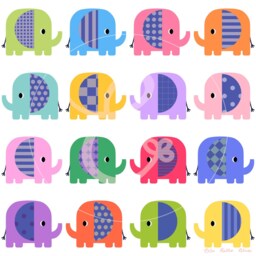 Elephant Walk Colourful Wall Decor Digital Print, Fun Bright Rainbow Colours, Nursery Or Kids Bedroom Decor, Square Poster - thumbnail 2
