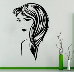 Woman Face Vinyl Wall Decal Beauty Salon Decor T96 - thumbnail 1