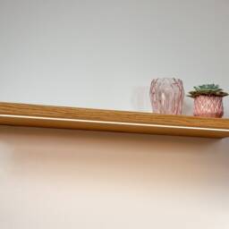 Wall Shelf #2 Made Of Solid Oak With Lighting L120 - thumbnail 2
