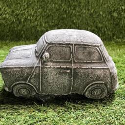 Concrete Classic Mini Car Union Jack Sculpture Garden Lawn Ornament Frost Protected - thumbnail 2