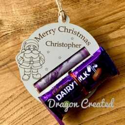 Personalised Christmas Money & Chocolate Holder Laser Engraved Wooden Bauble - thumbnail 3
