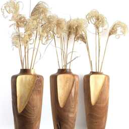 Handmade Walnut Wood Vase Minimalist Scandinavian Decor - thumbnail 2