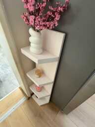Freestand Solid Corner Shelf, Handmade 4 Tier Organiser, Bathroom Accessories, Sofa Side White Display Shelving Unit, Towel Stand - thumbnail 1