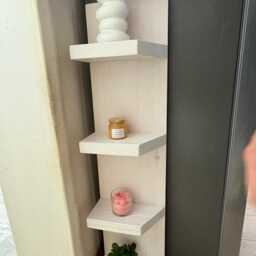 Freestand Solid Corner Shelf, Handmade 4 Tier Organiser, Bathroom Accessories, Sofa Side White Display Shelving Unit, Towel Stand - thumbnail 3