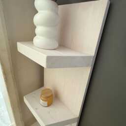 Freestand Solid Corner Shelf, Handmade 4 Tier Organiser, Bathroom Accessories, Sofa Side White Display Shelving Unit, Towel Stand - thumbnail 2