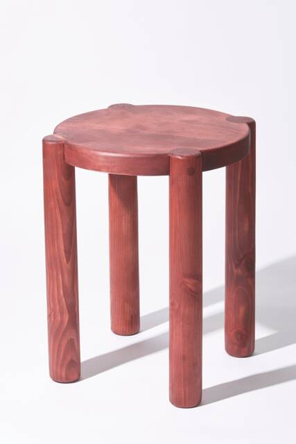 Ruby Red Wood Side Table Handmade Scandinavian Plant Stand - image 1