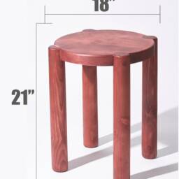 Ruby Red Wood Side Table Handmade Scandinavian Plant Stand - thumbnail 3