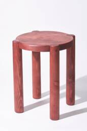 Ruby Red Wood Side Table Handmade Scandinavian Plant Stand