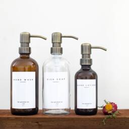 Sale-Final Sale-No Returns -Scratched - Glass Bottle -Amber Soap Dispenser-Hand Wash/Dish Soap/Hand Lotion-Signature Collection - thumbnail 2