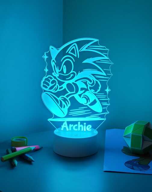 Personalised Sonic The Hedgehog Led Night Light Remote Controlled, Multicolour Lamp - image 1