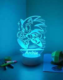 Personalised Sonic The Hedgehog Led Night Light Remote Controlled, Multicolour Lamp - thumbnail 1