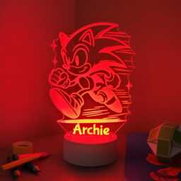 Personalised Sonic The Hedgehog Led Night Light Remote Controlled, Multicolour Lamp - thumbnail 3
