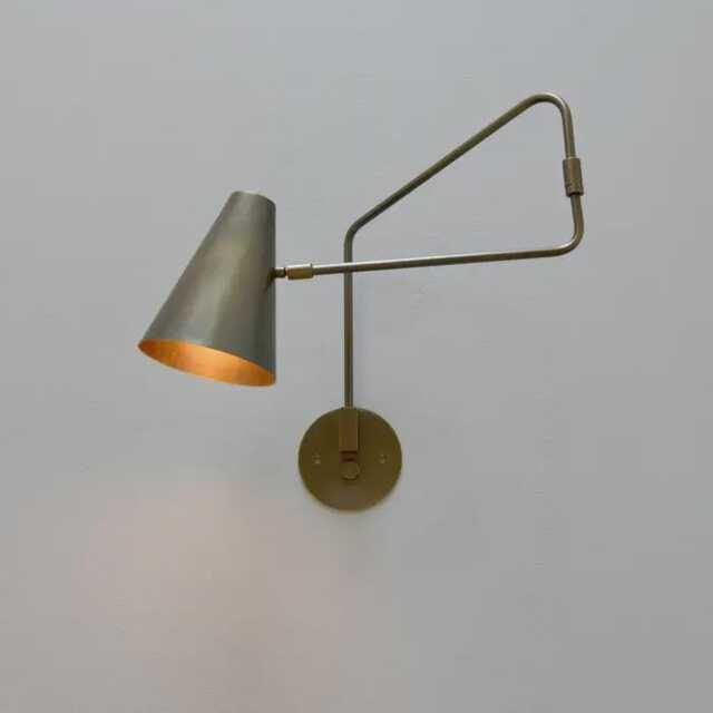 Mid Century Brass Swing Wall Sconce, 1950S Modern Single L Pair Light Fixture, Stilnovo Style Lighting Sputnik Antique Fixture - image 1