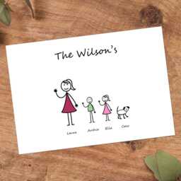 Personalised Stick Family Portrait Print, Custom Wall Art Gift - thumbnail 3