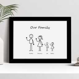Personalised Stick Family Portrait Print, Custom Wall Art Gift - thumbnail 2