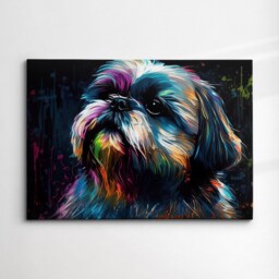 Colorful Shorkie Dog Pet Abstract Modern Oil Painting Wall Art, Framed Canvas Poster Print, Home Kitchen Office Room Decor, Gifts - thumbnail 3