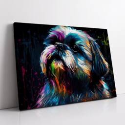 Colorful Shorkie Dog Pet Abstract Modern Oil Painting Wall Art, Framed Canvas Poster Print, Home Kitchen Office Room Decor, Gifts - thumbnail 2