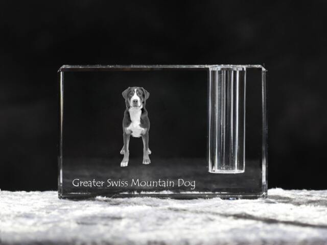 Greater Swiss Mountain Dog , Crystal Pen Holder With Dog, Souvenir, Decoration, Limited Edition, Collection - image 1