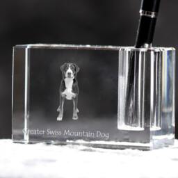 Greater Swiss Mountain Dog , Crystal Pen Holder With Dog, Souvenir, Decoration, Limited Edition, Collection - thumbnail 2